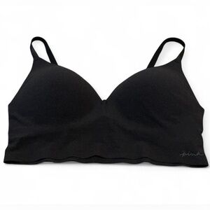 Victoria's Secret PINK Black Seamless Wireless Push-up Bra Size XL Comfort